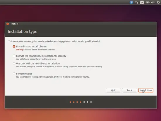 Стереть диск и установить Ubuntu создаст один большой раздел для нас:
