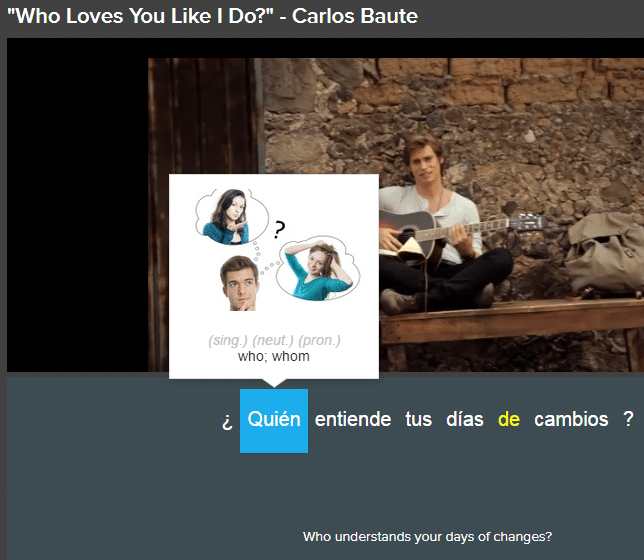 Например, посмотрите на скриншот из популярной песни Карлоса Бауте: